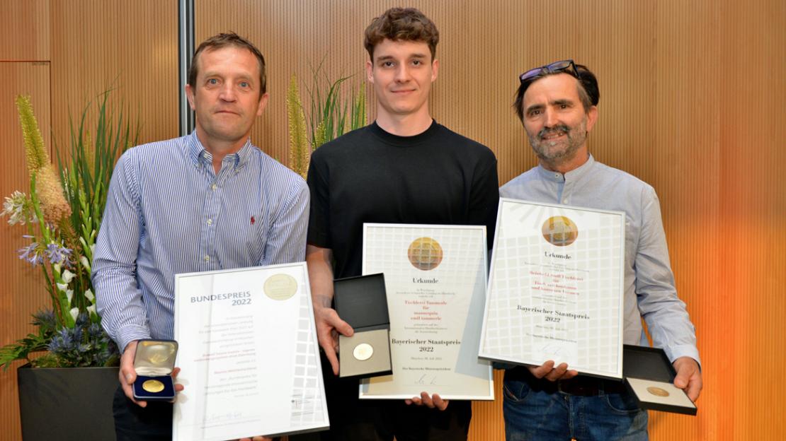 Die Preisträger Manfred Spiess, Emil Tammerle und Reinhold Stoll (v.l.n.r.). presse@lvh