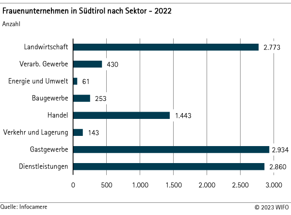 Frauenunternehmen nach Sektor 2022